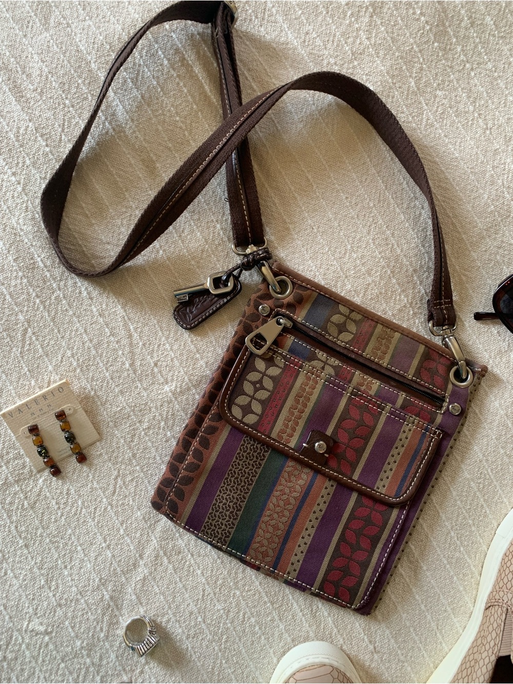 Fossil Mixed Media Canvas Crossbody Purse